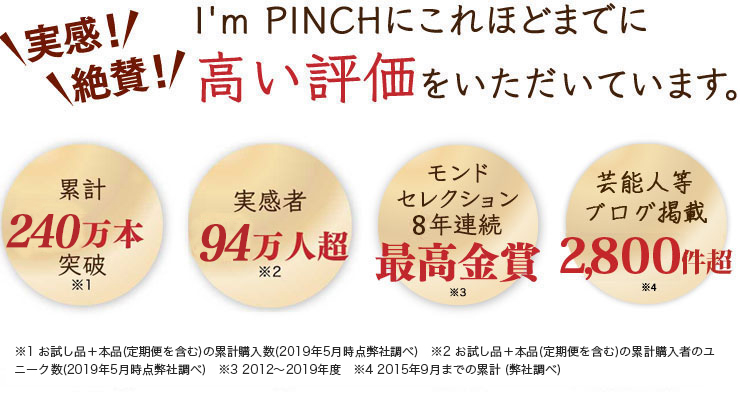 I'm PINCH（アイムピンチ）にこれほどまでに高い評価をいただいています。