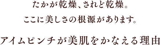 たかが乾燥、されど乾燥。ここに美しさの根源があります。アイムピンチが美肌をかなえる理由