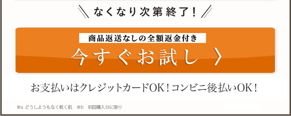 なくなり次第終了！ 今すぐお試し ※a メイクで隠しきれなくなってきた素肌　※b 初回購入分に限り