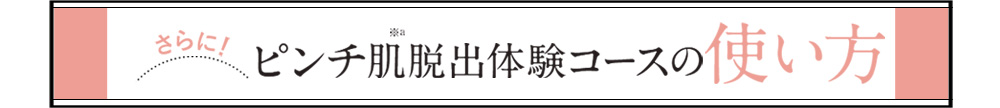 さらに！ ピンチ肌※a脱出体験コースの使い方