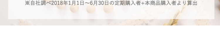 ※自社調べ2018年1月1日～6月30日の定期購入者+本商品購入者より算出