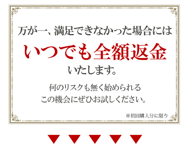 いつでも全額返金いたします。